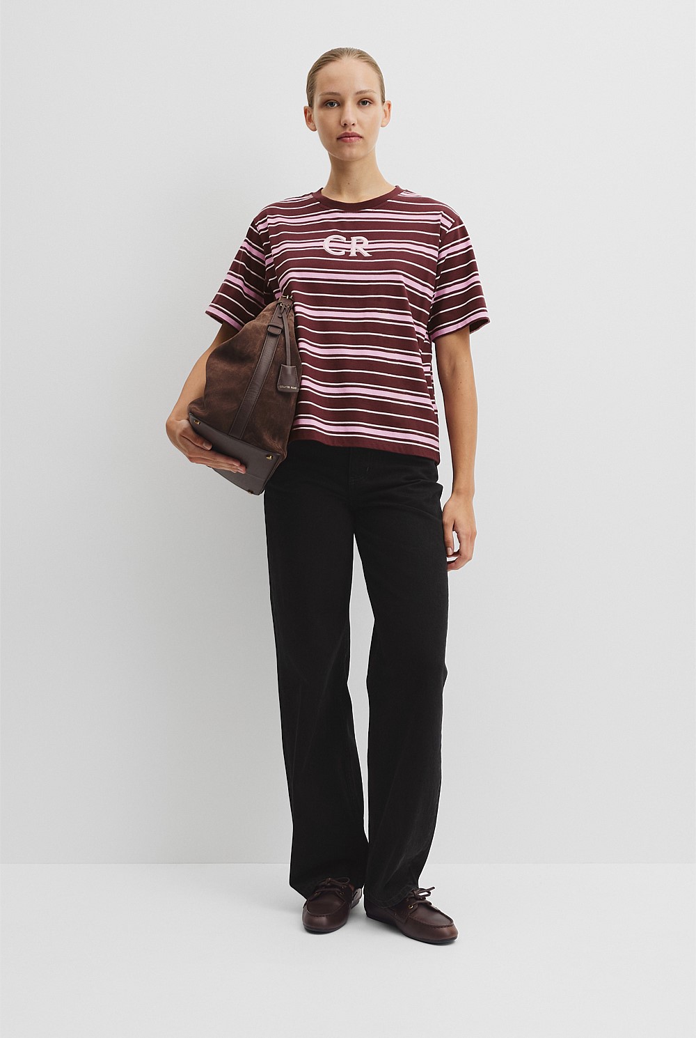 Australian Cotton Stripe CR Logo T-Shirt