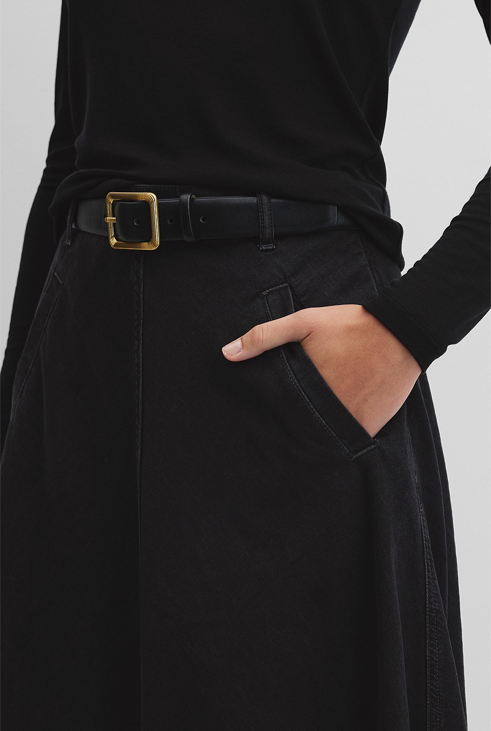 Lightweight Denim Midi Skirt