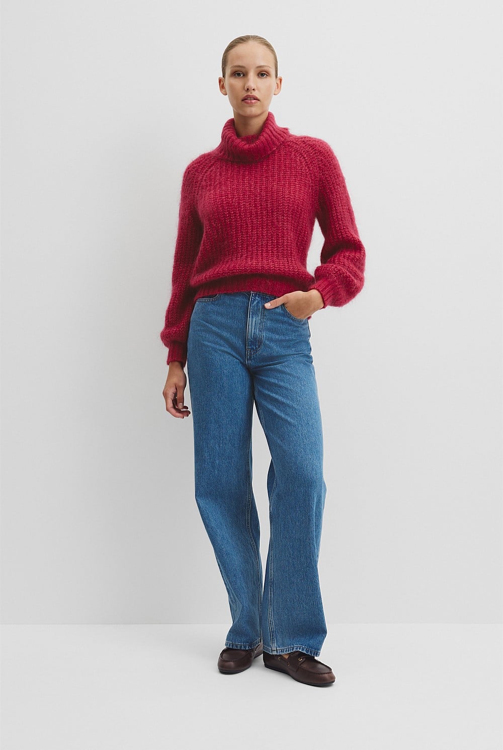 Lofty Merino Wool Funnel Neck Knit