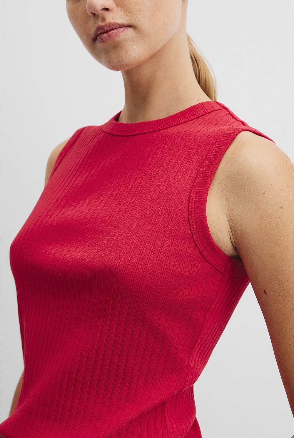 Australian Cotton Blend Fitted Rib Tank