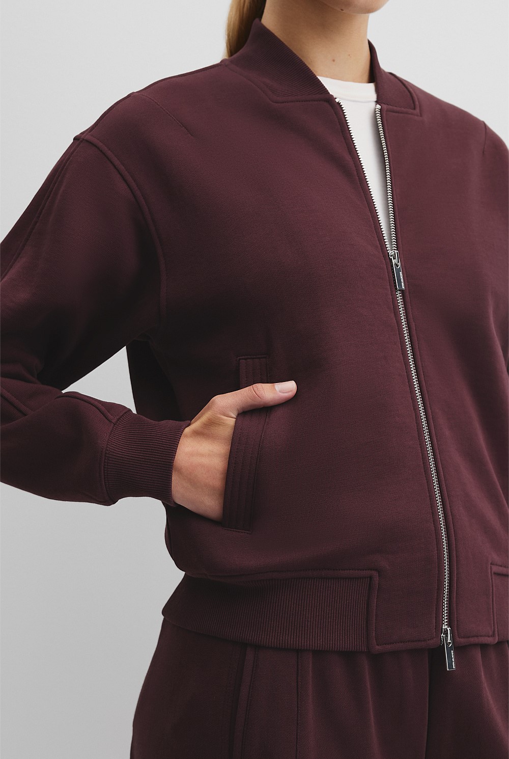 Australian Good Earth Cotton Zip Bomber Sweat