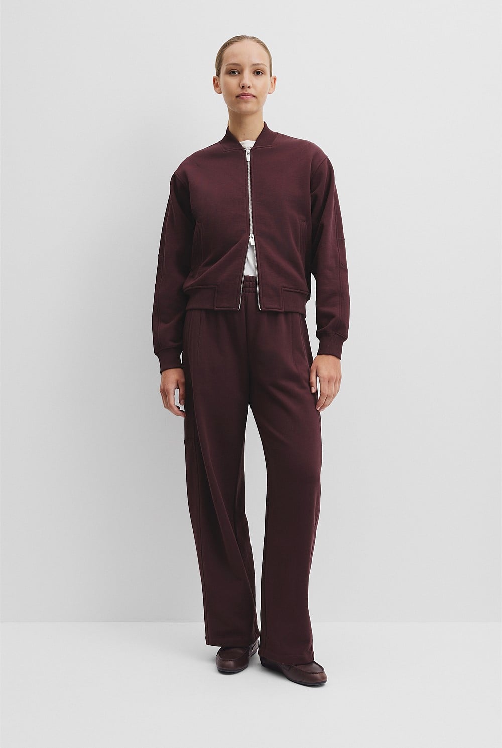 Australian Good Earth Cotton Zip Bomber Sweat