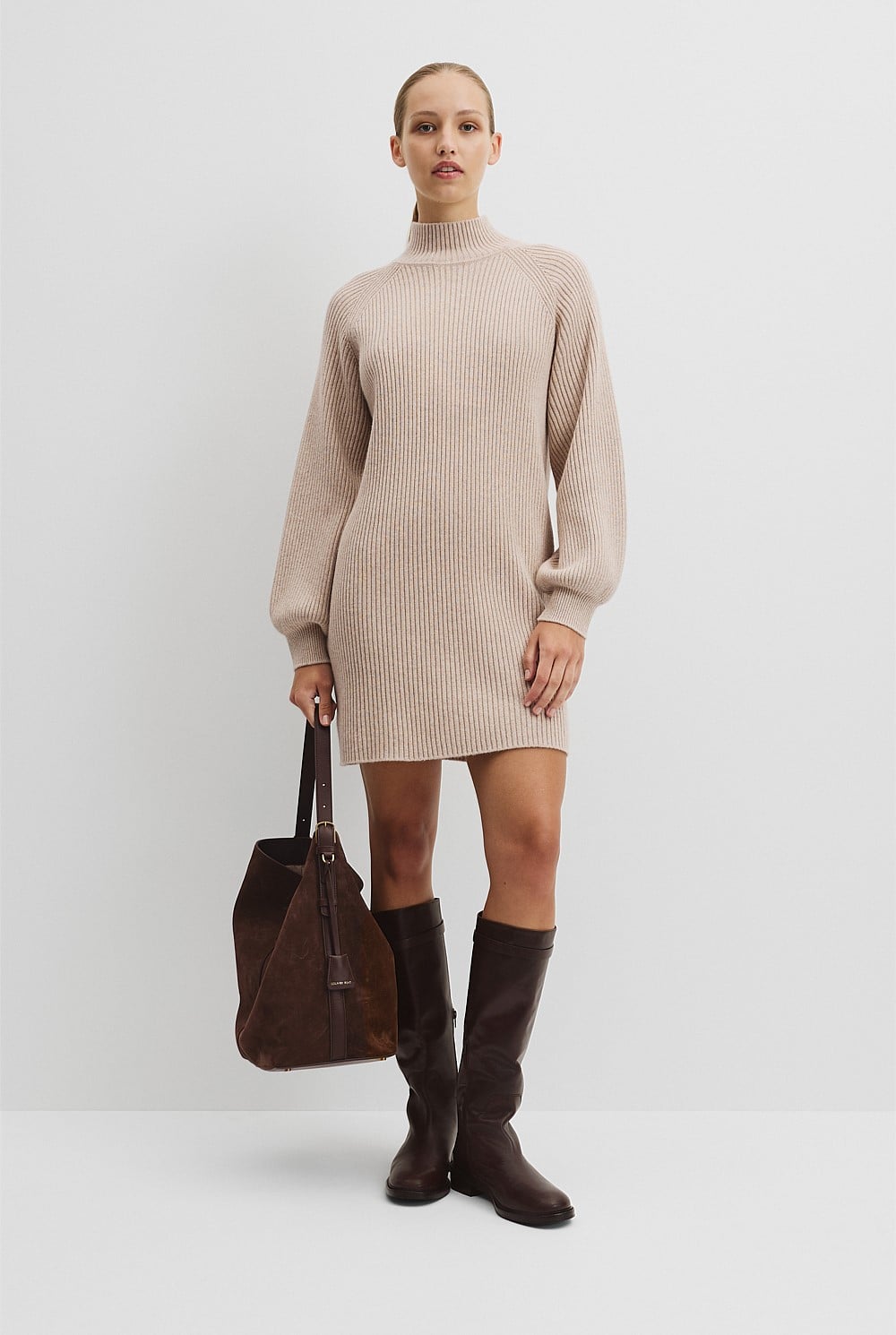 Australian Cotton Blend Knit Mini Dress
