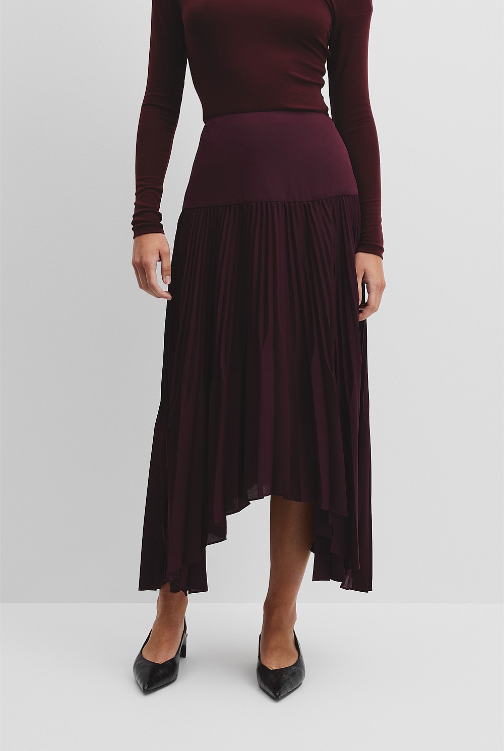 Plisse Midi Skirt