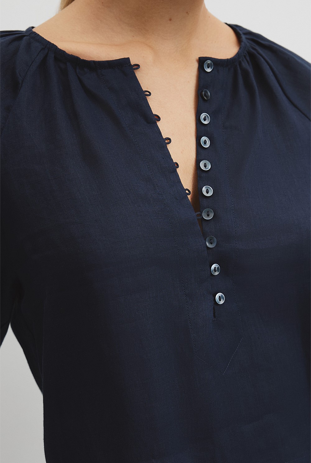 Linen Gathered Linen Top