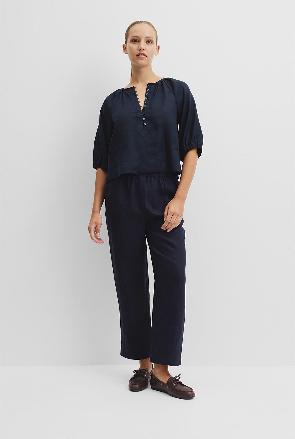 Linen Gathered Linen Top