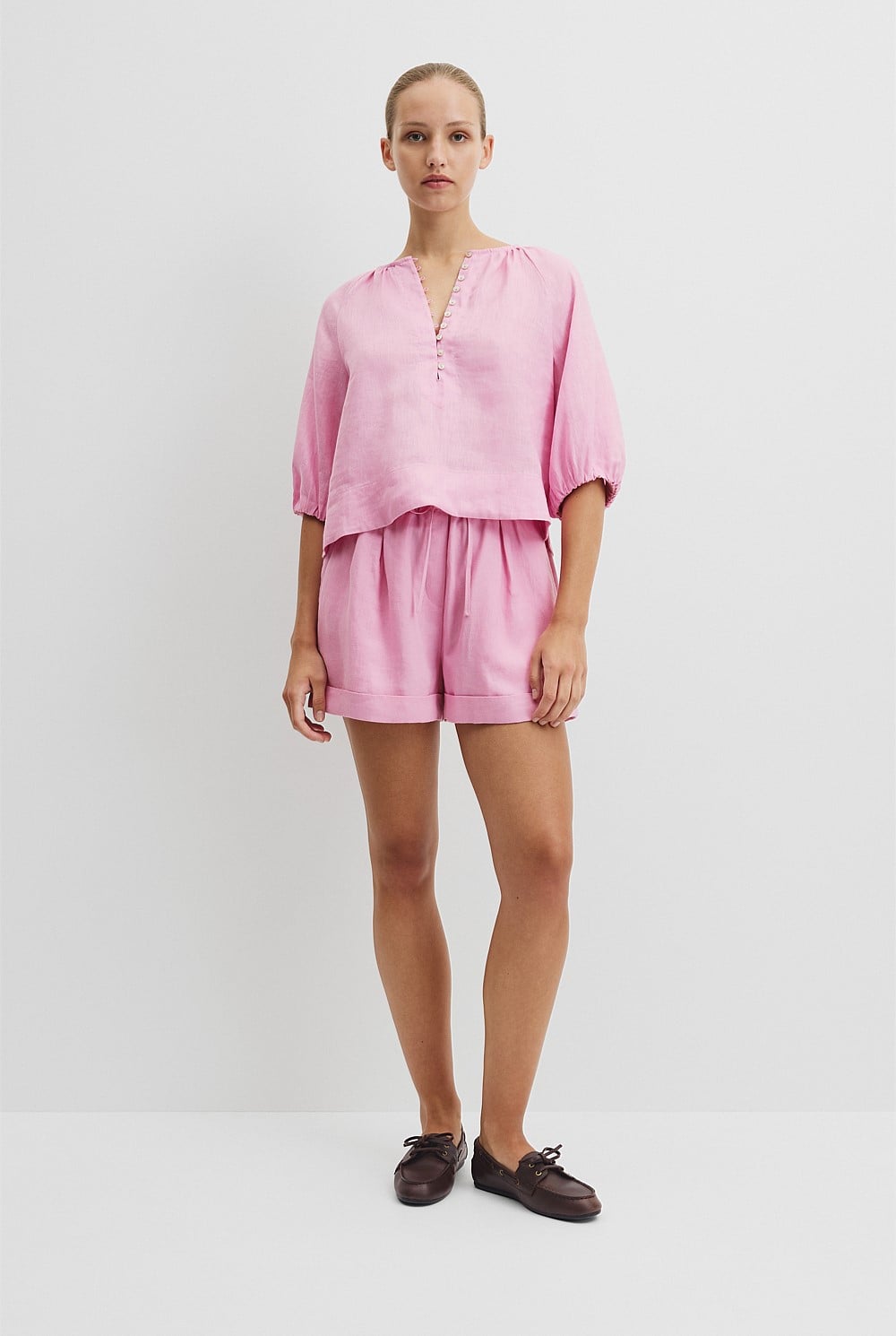 Linen Gathered Linen Top