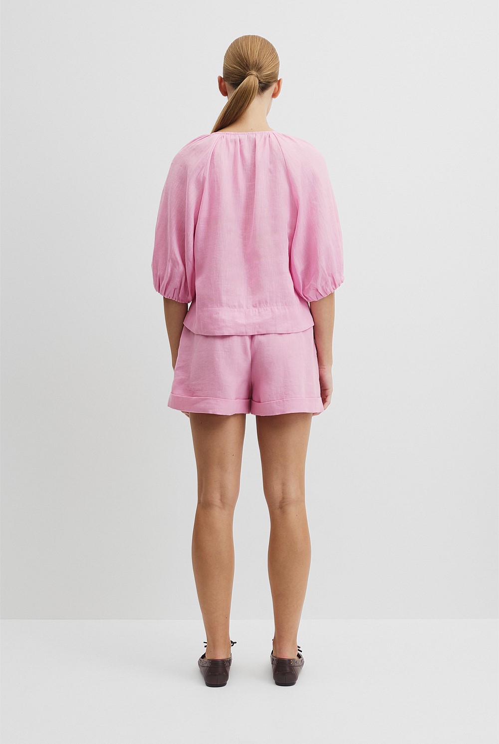 Linen Gathered Linen Top