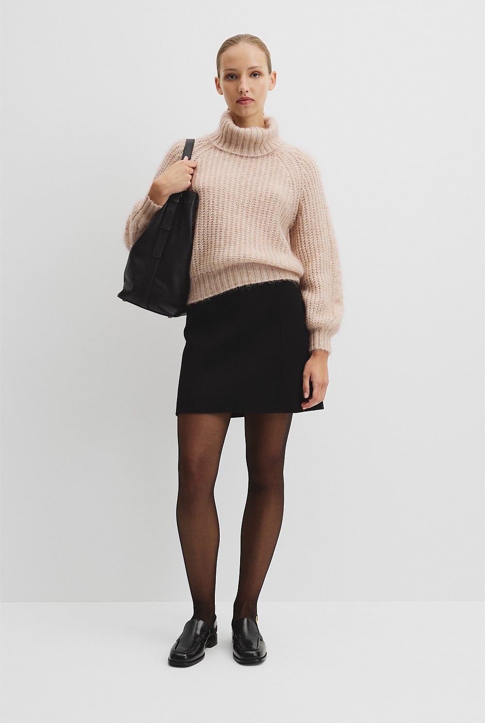 Lofty Merino Wool Funnel Neck Knit