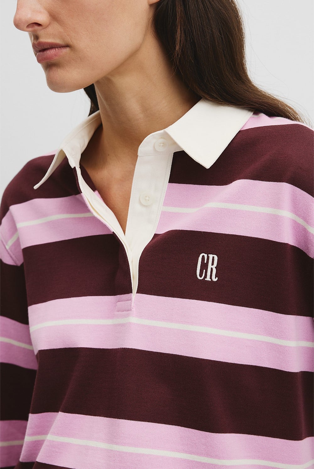 Australian Cotton Stripe Rugby Polo Sweat