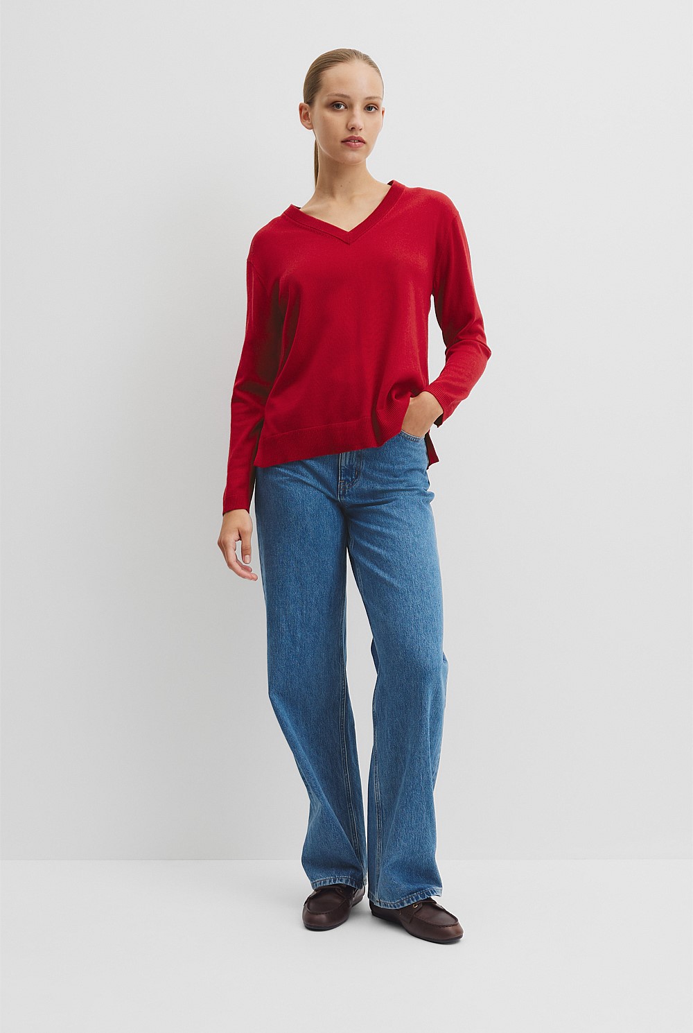Lightweight Merino Wool V-Neck Knit