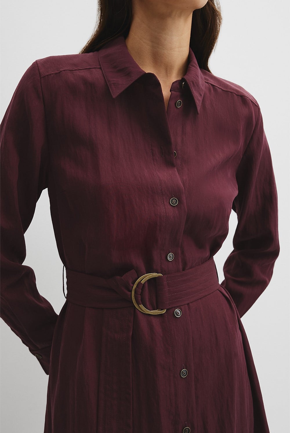 Belted Midi Shirt Dress