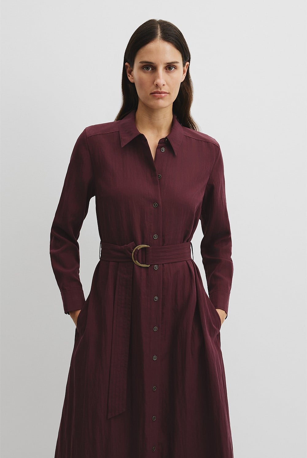 Belted Midi Shirt Dress