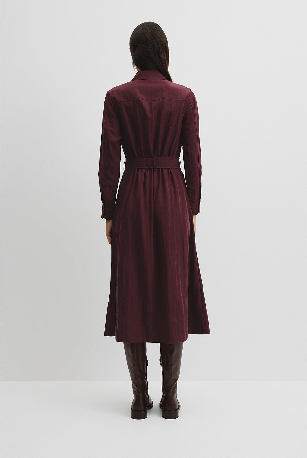 Belted Midi Shirt Dress