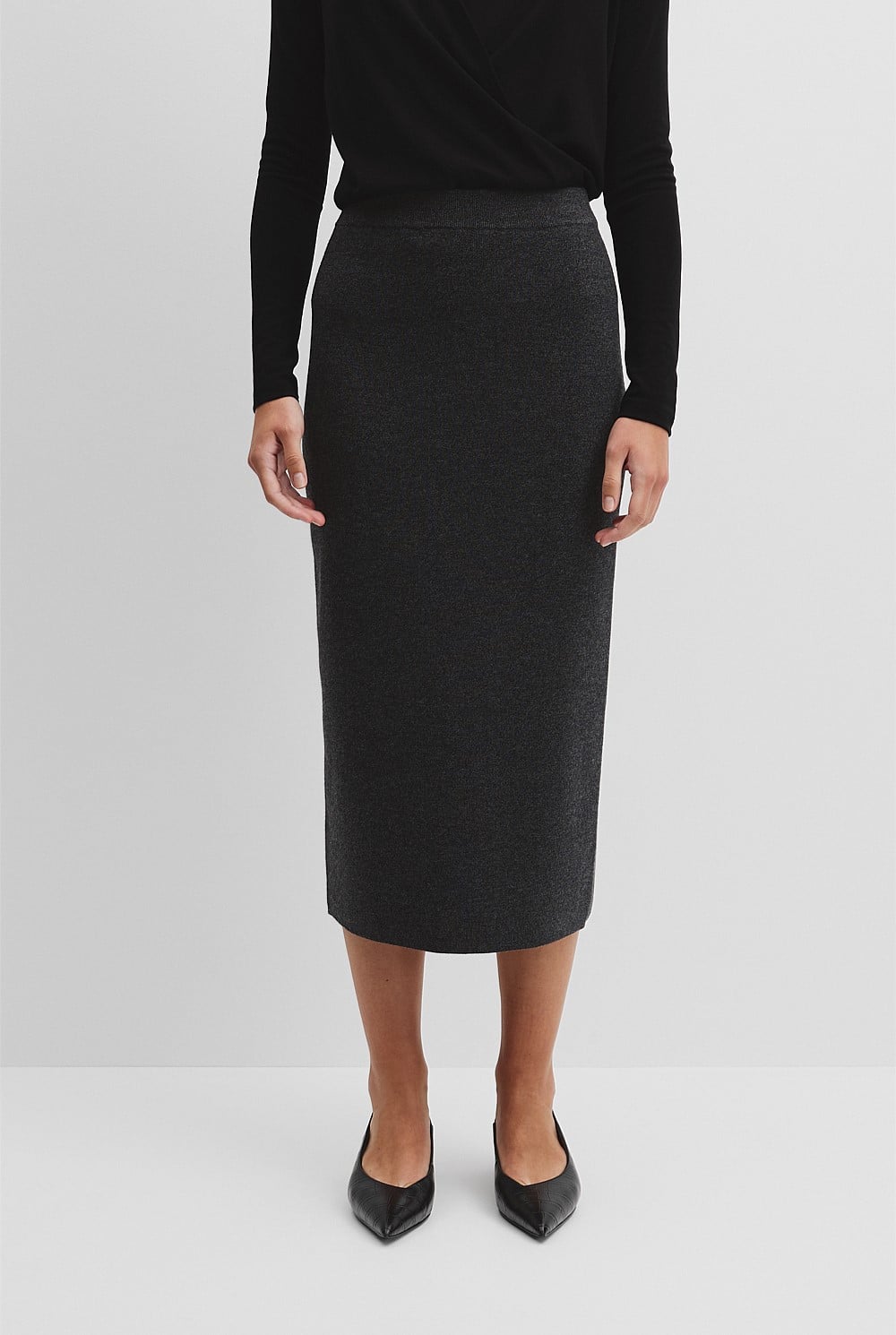 Compact Wool Knit Skirt