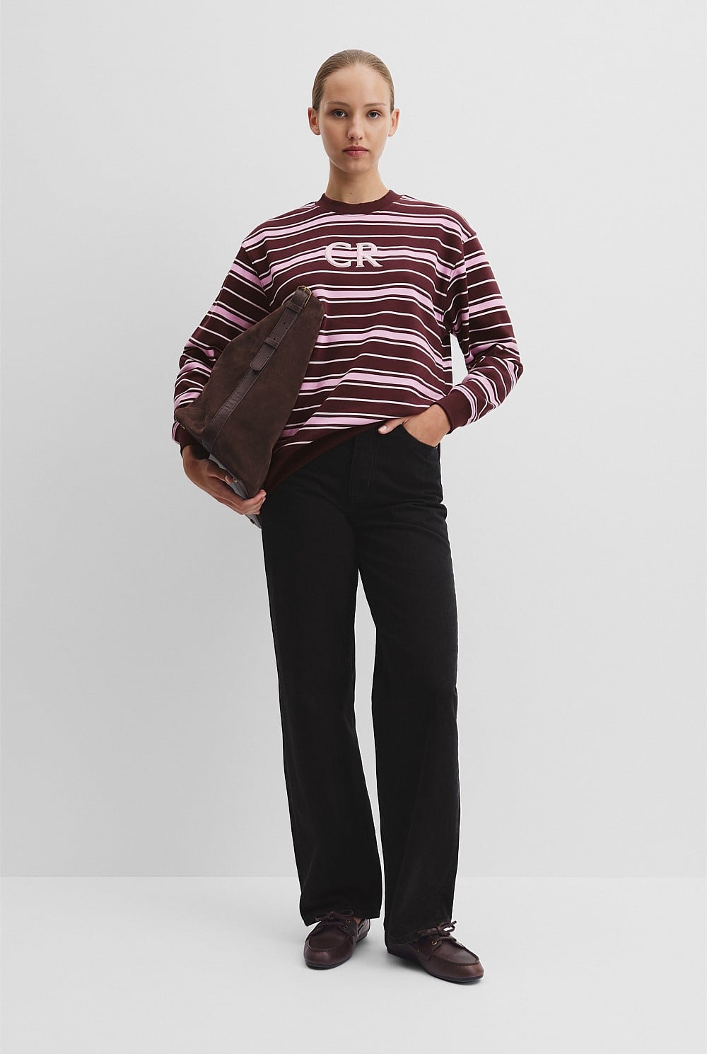 Australian Cotton Stripe Country Road Logo Sweat