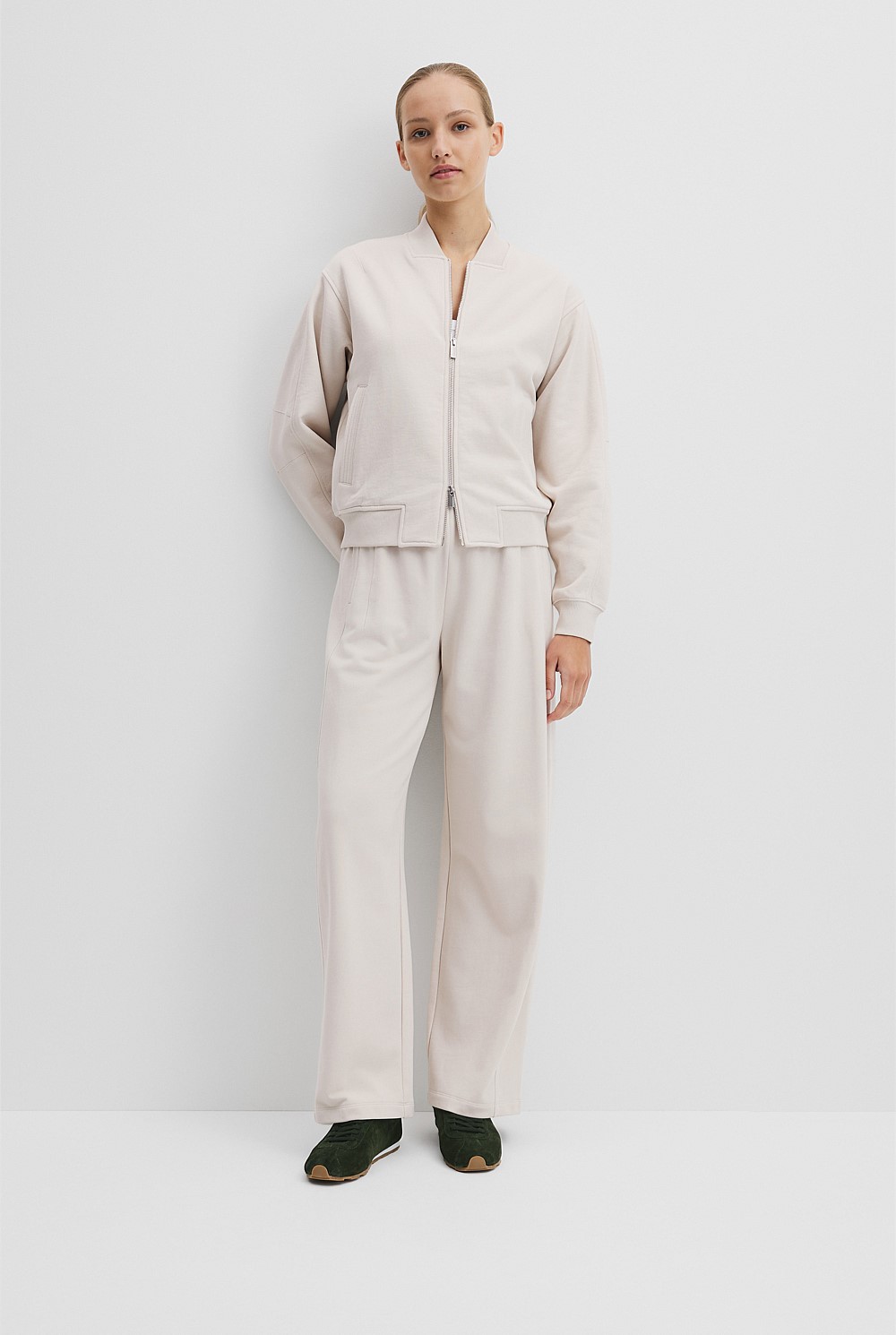 Australian Good Earth Cotton Zip Bomber Sweat