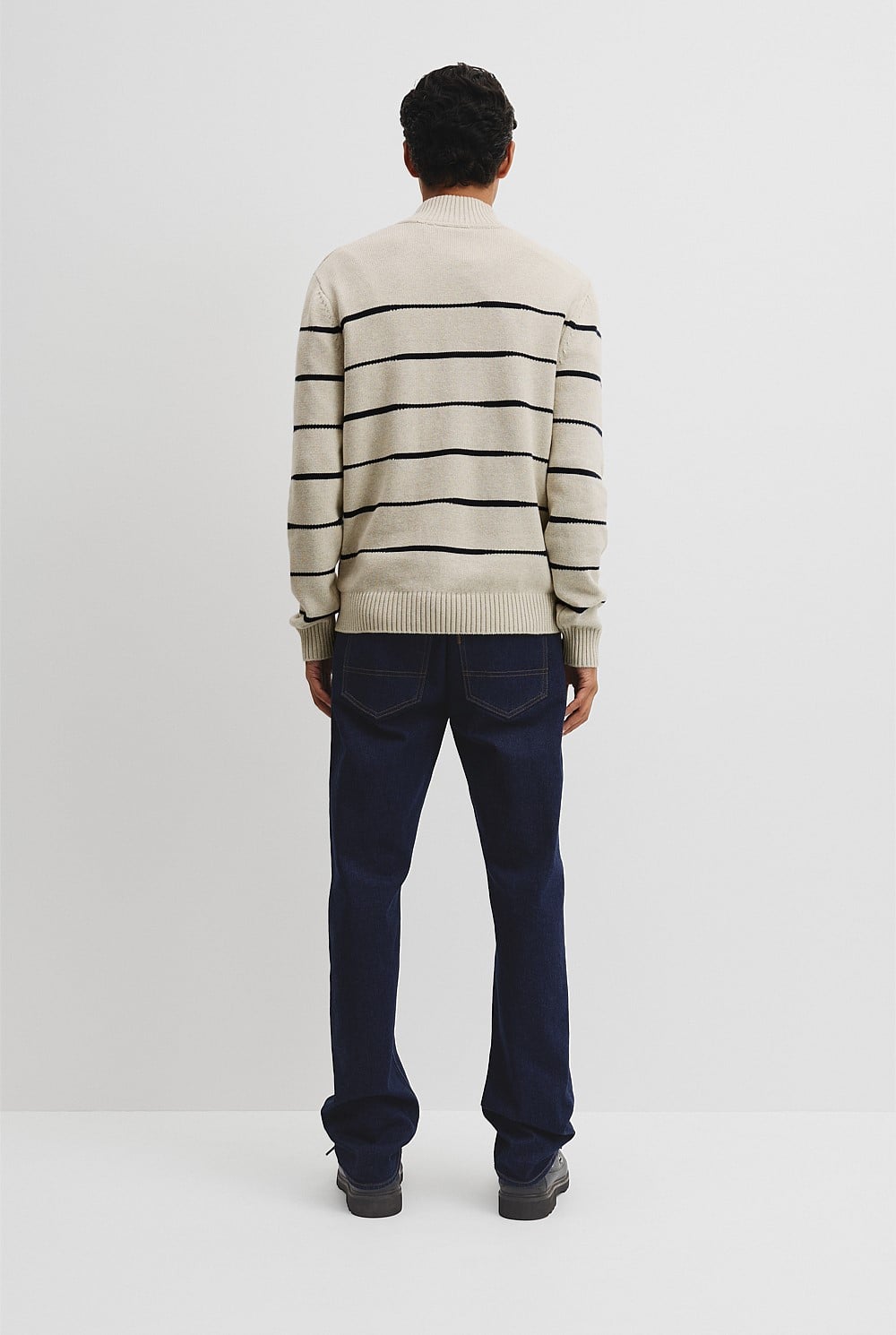 Australian Good Earth Cotton Half Zip Stripe Knit