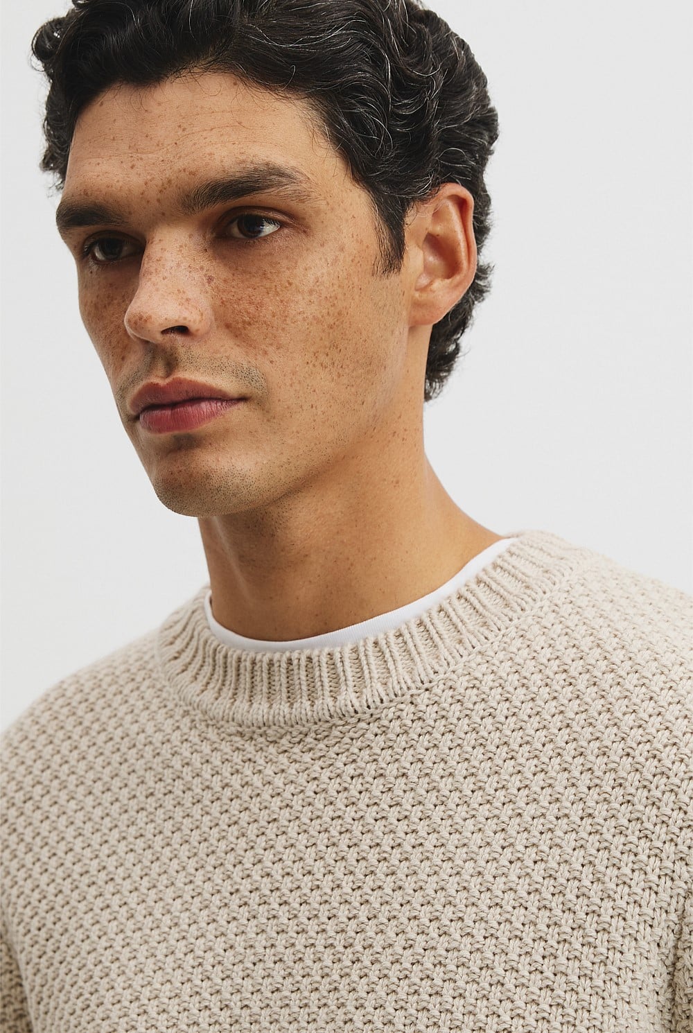 Australian Good Earth Cotton Blend Textured Crew Knit