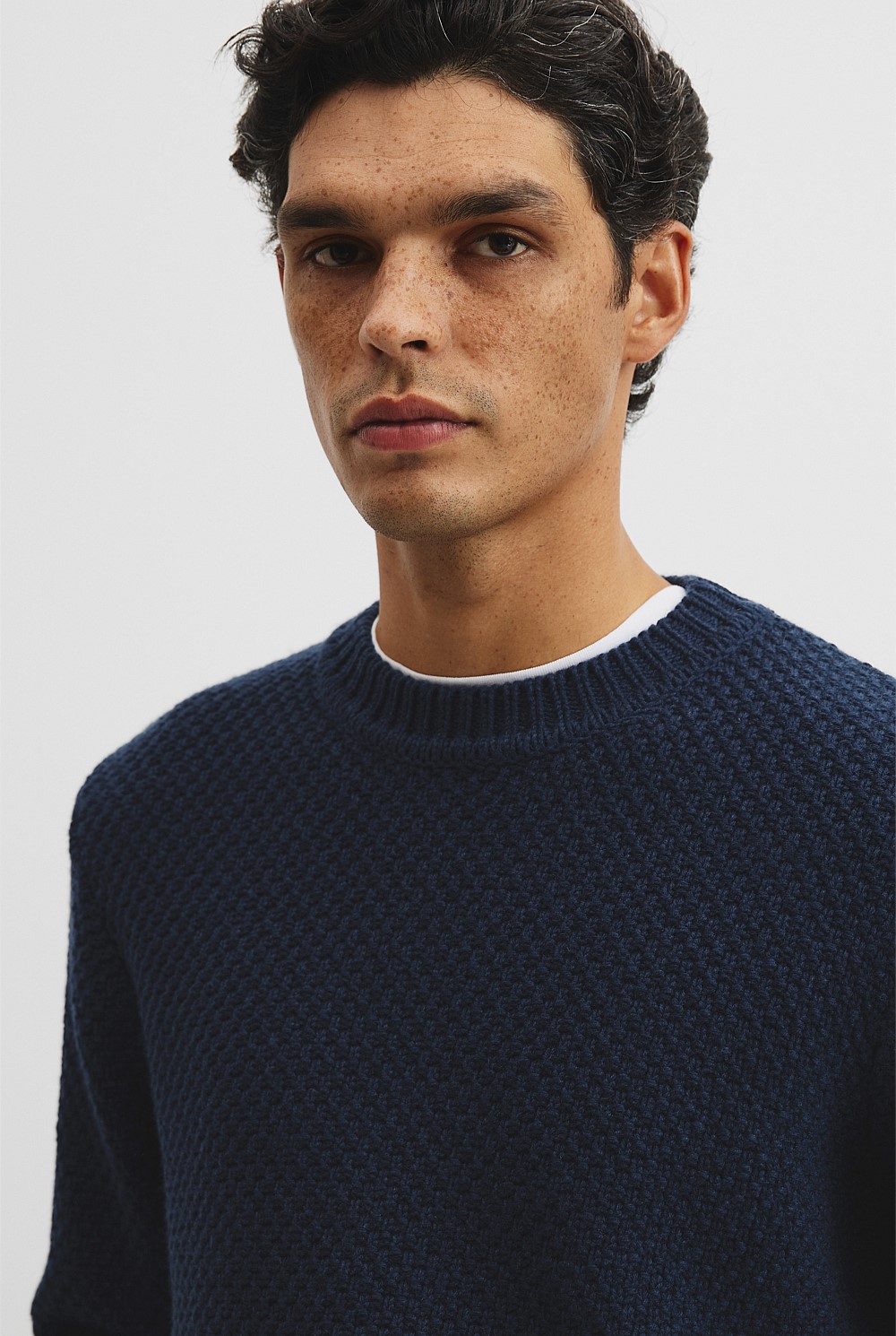 Australian Good Earth Cotton Blend Textured Crew Knit