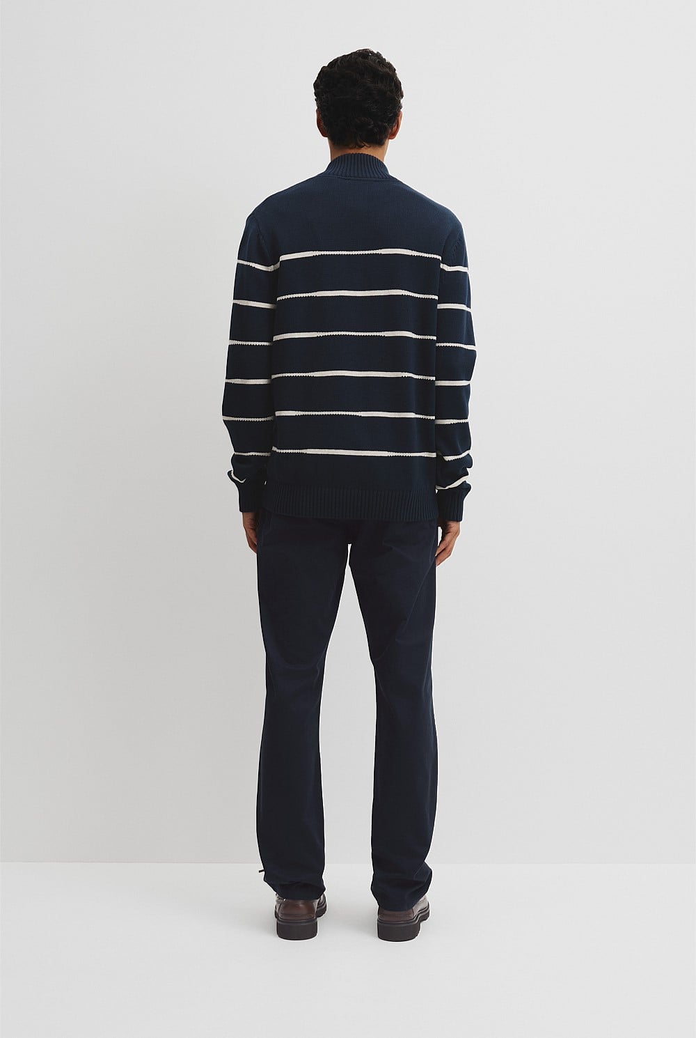 Australian Good Earth Cotton Half Zip Stripe Knit