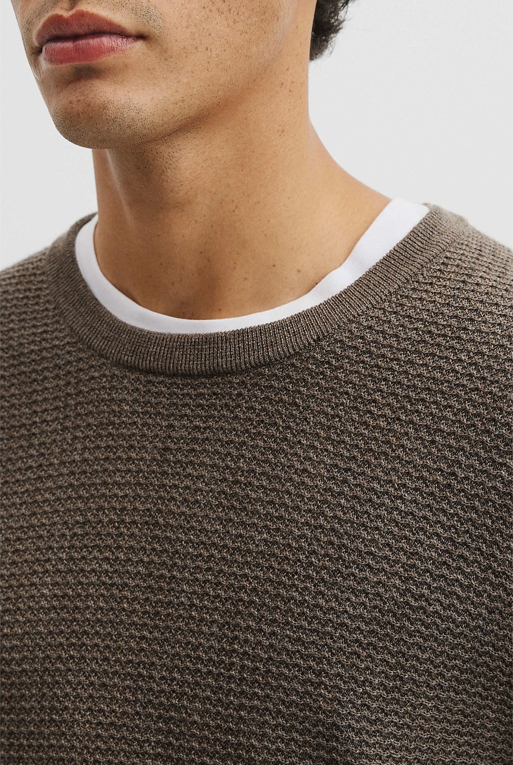 Australian Merino Wool Textured Crew Neck Knit