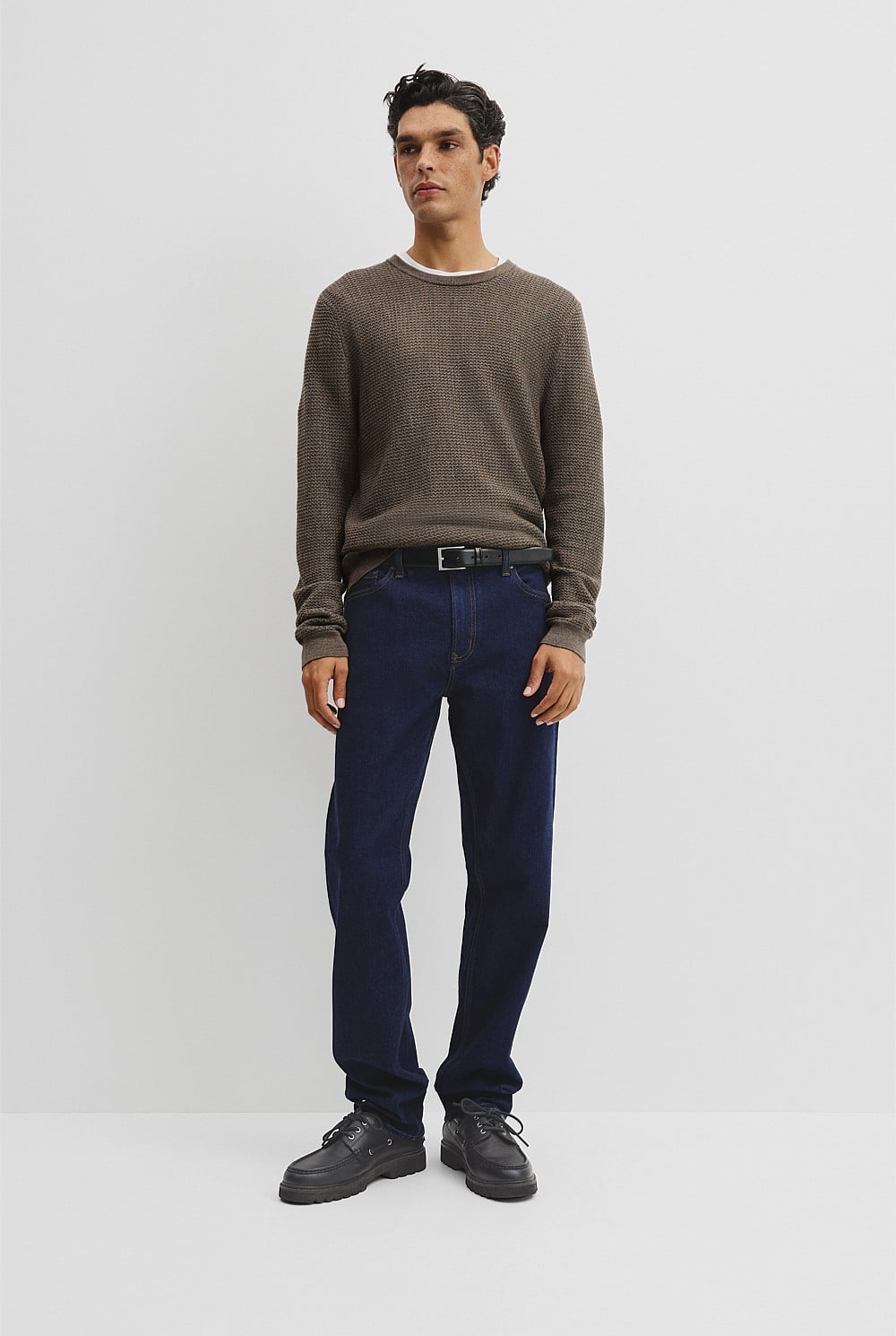 Australian Merino Wool Textured Crew Neck Knit