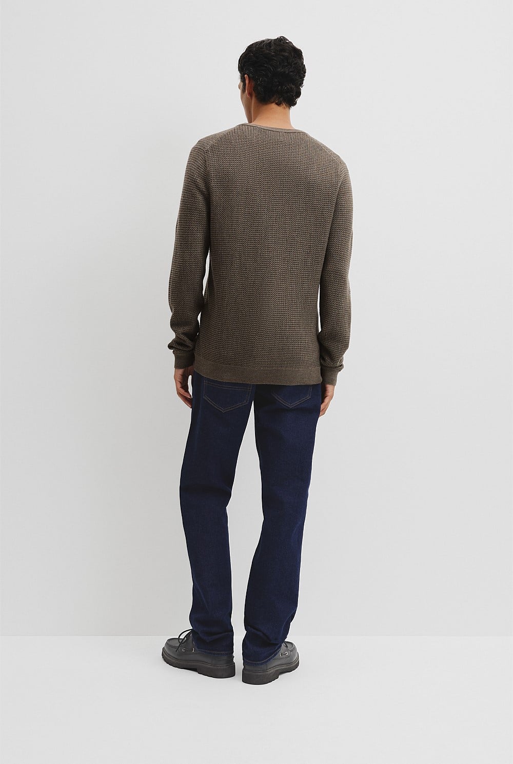 Australian Merino Wool Textured Crew Neck Knit