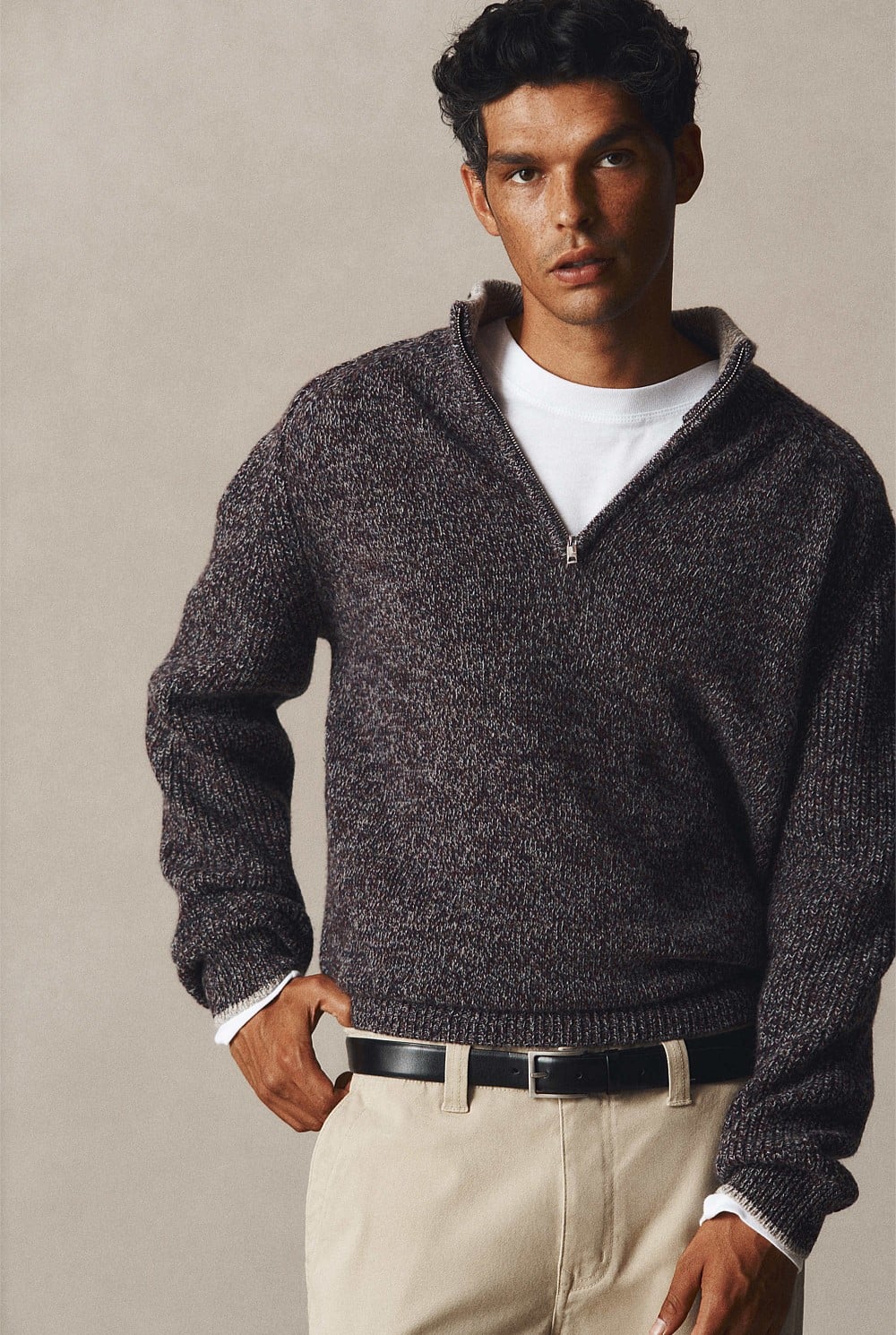 Twisted Half Zip Knit