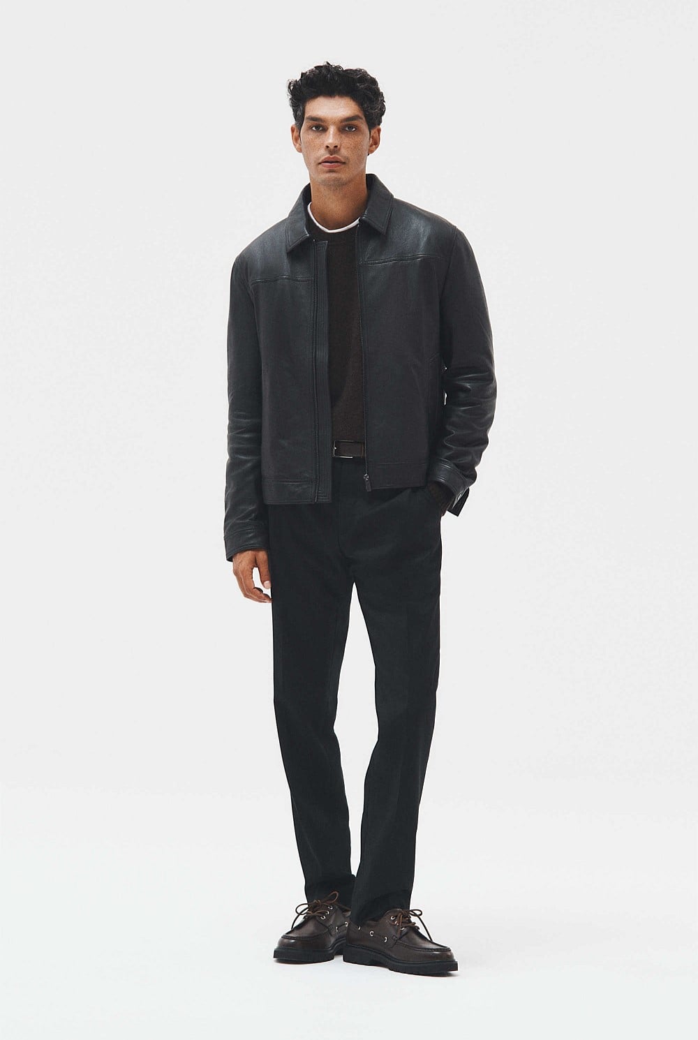 Leather Zip Through Jacket