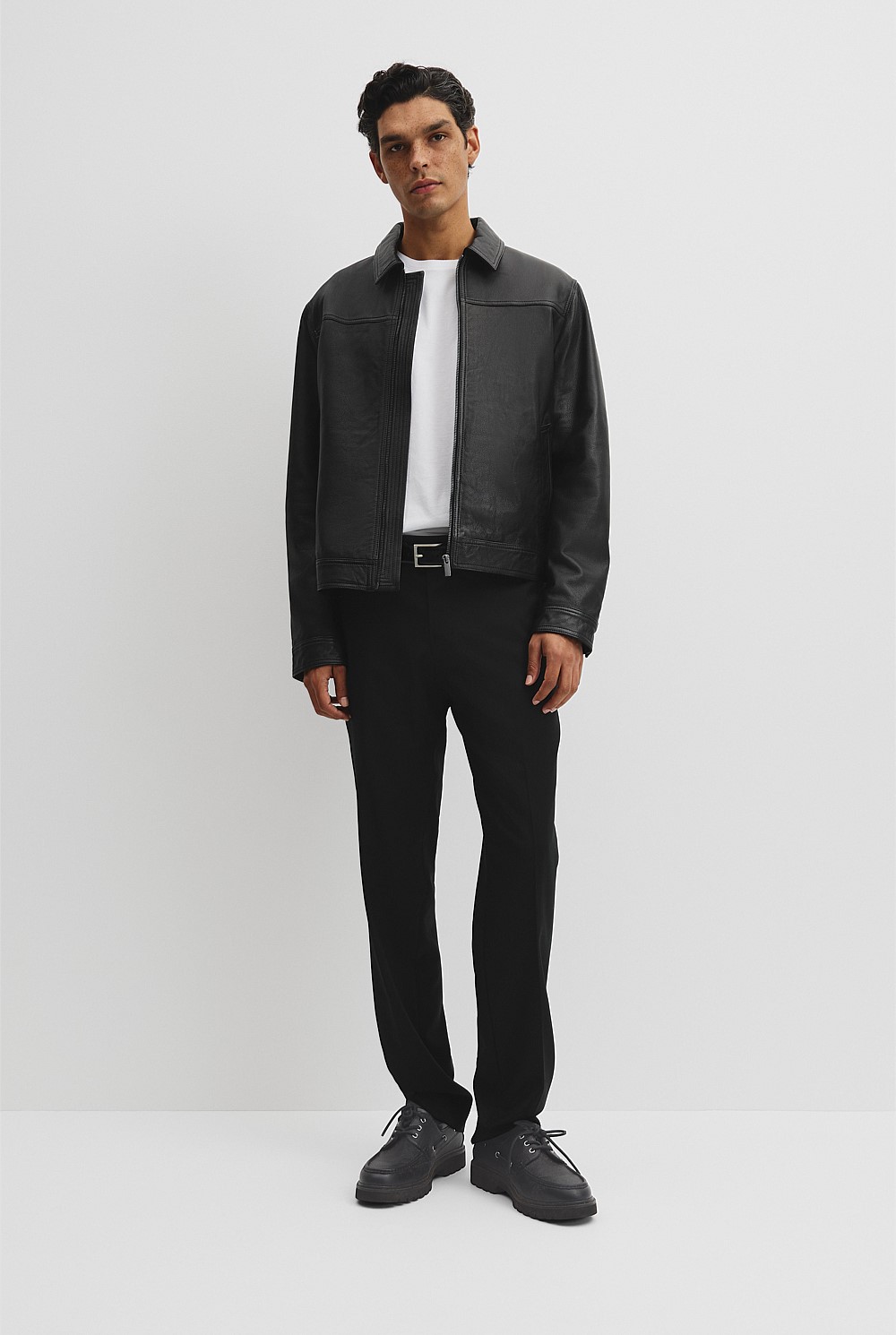 Leather Zip Through Jacket