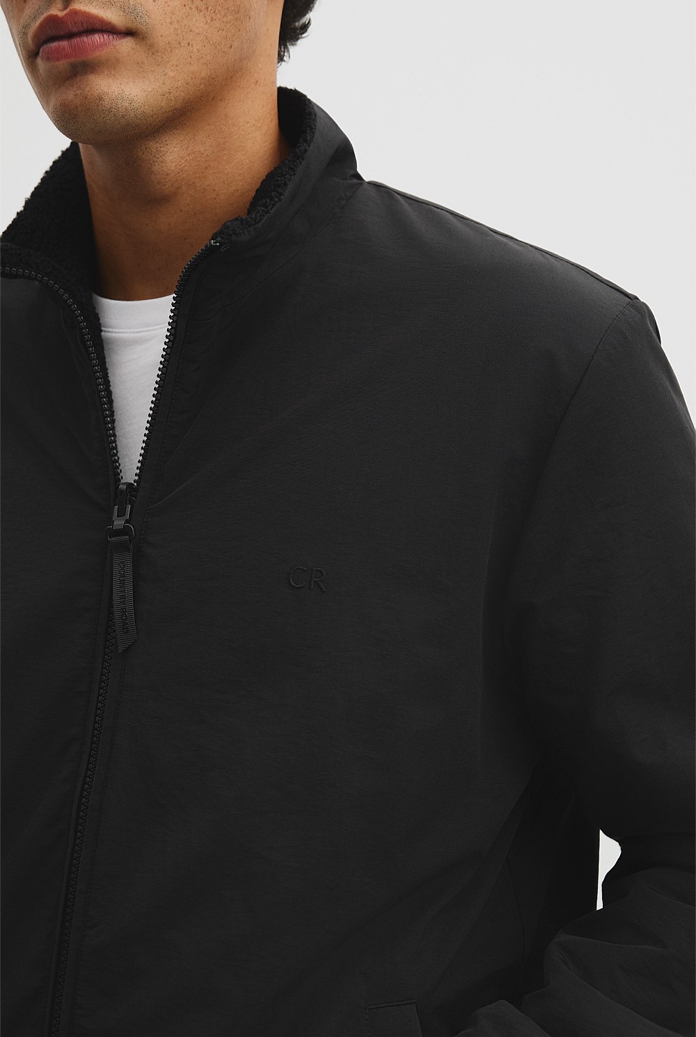 Reverse Sherpa Zip Through Jacket