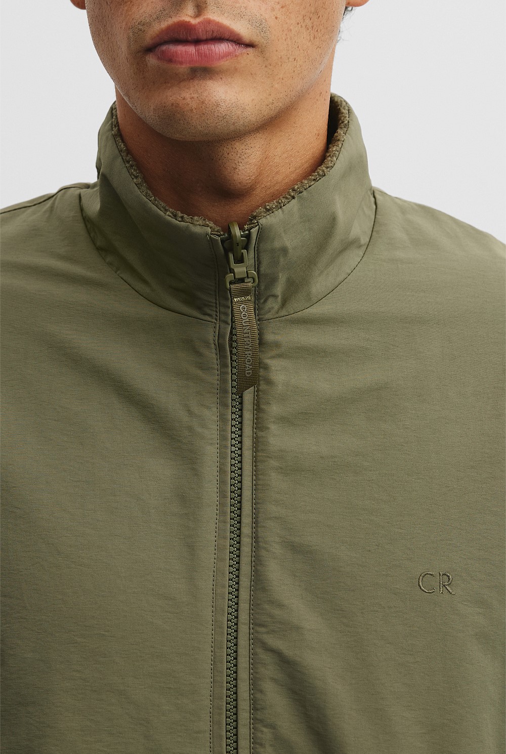 Reverse Sherpa Zip Through Jacket