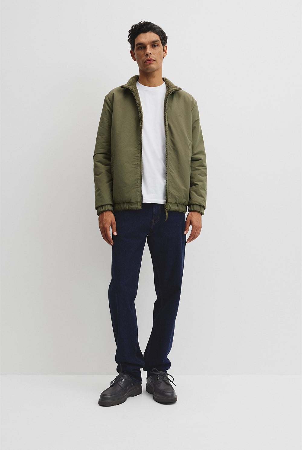 Reverse Sherpa Zip Through Jacket