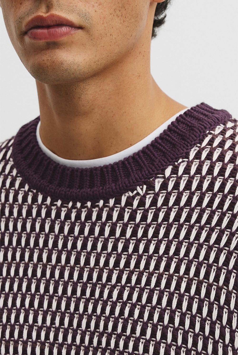 Australian Good Earth Cotton Stitch Crew Neck Knit