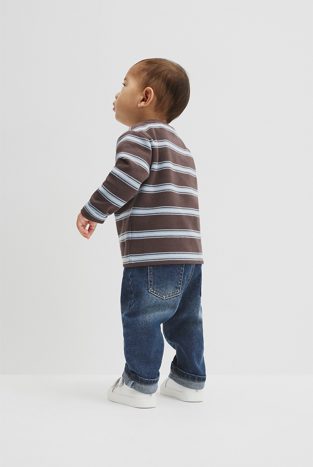 Organically Grown Cotton Stripe Long Sleeve Pique T-Shirt