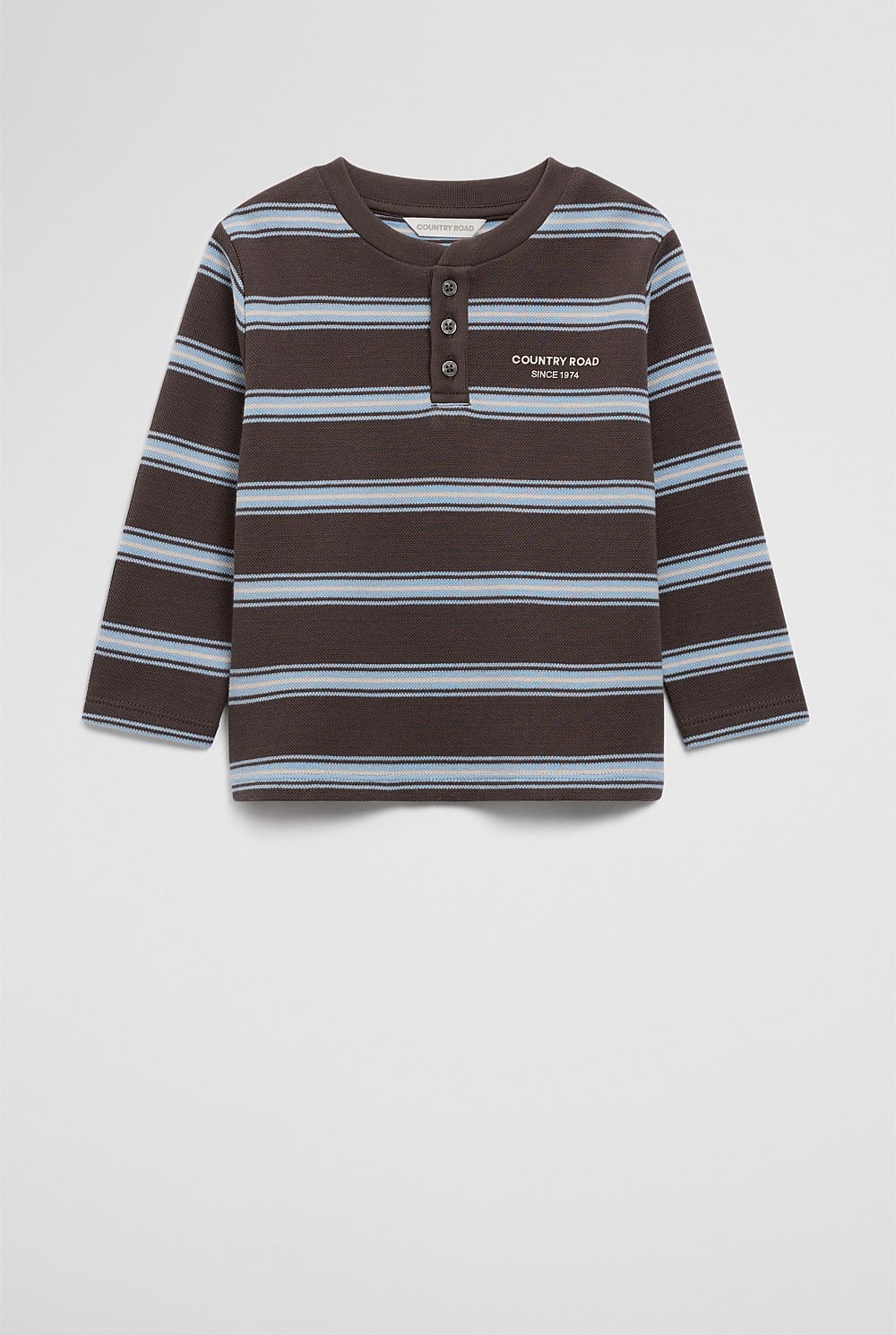 Organically Grown Cotton Stripe Long Sleeve Pique T-Shirt