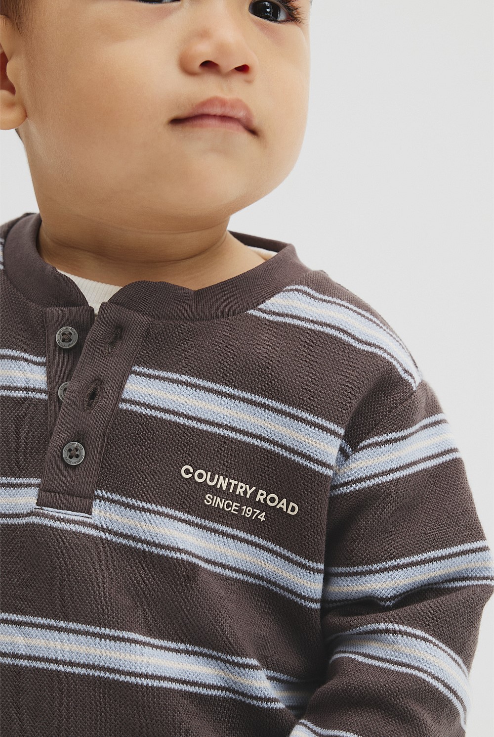 Organically Grown Cotton Stripe Long Sleeve Pique T-Shirt