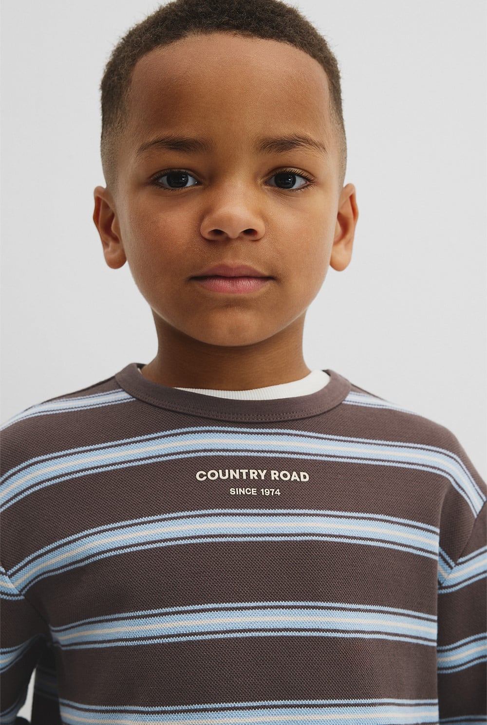 Organically Grown Cotton Stripe Long Sleeve Pique T-Shirt