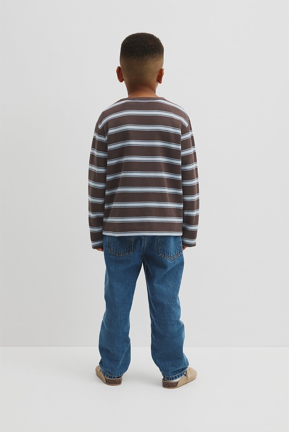Organically Grown Cotton Stripe Long Sleeve Pique T-Shirt
