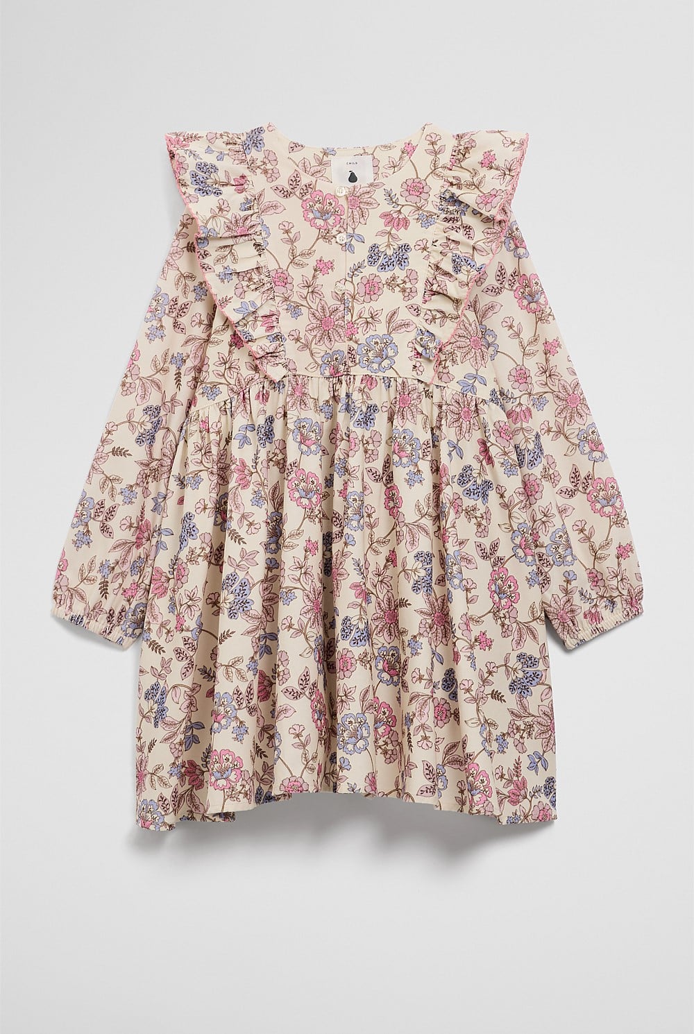 Organically Grown Cotton Printed Ruffle Cord Dress