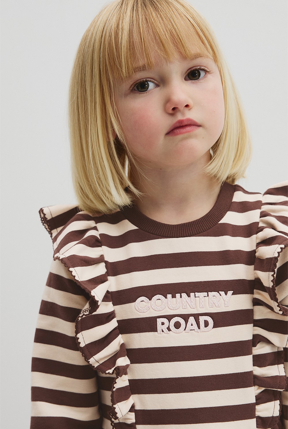 Organically Grown Cotton Stripe Ruffle Sweat Dress