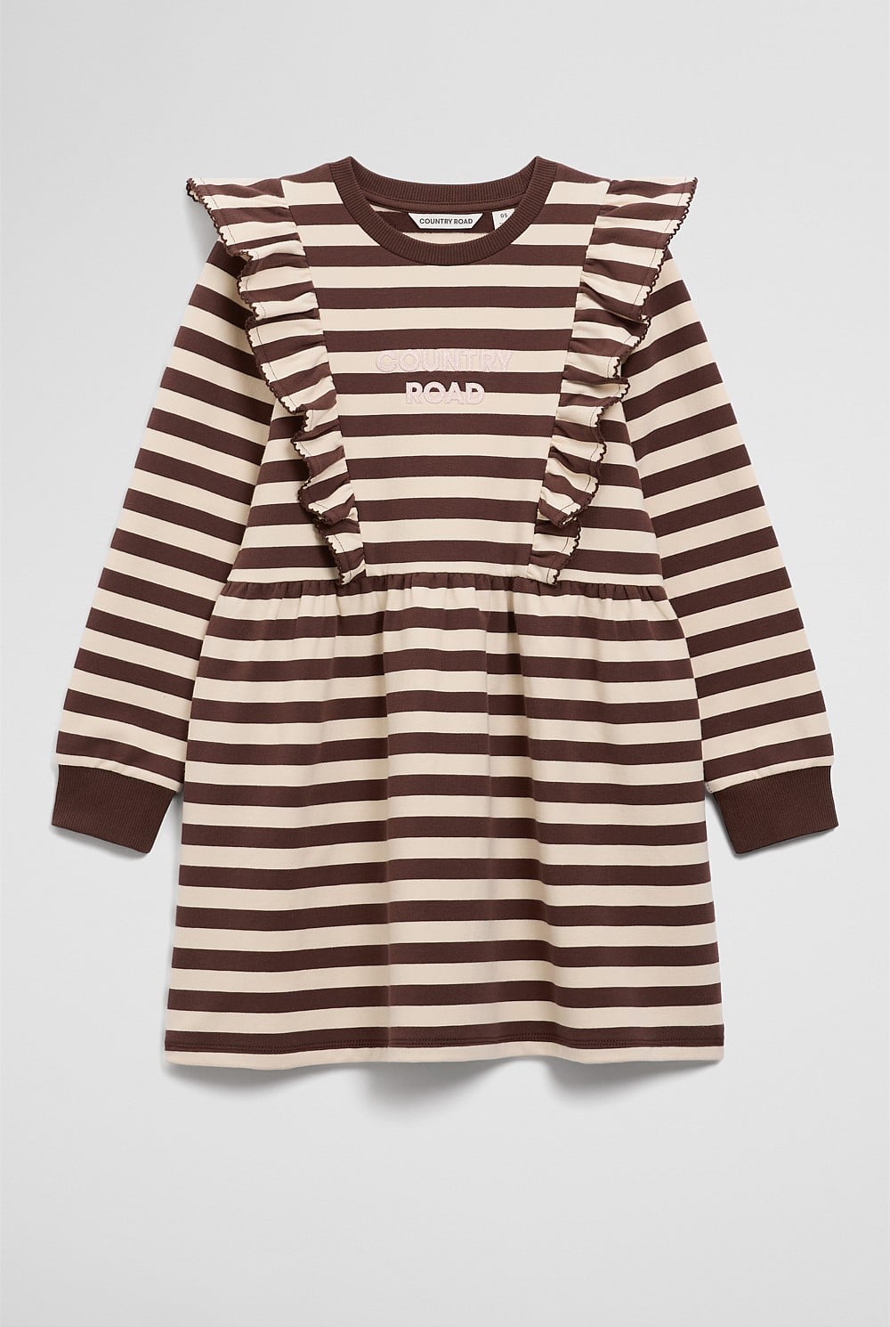 Organically Grown Cotton Stripe Ruffle Sweat Dress