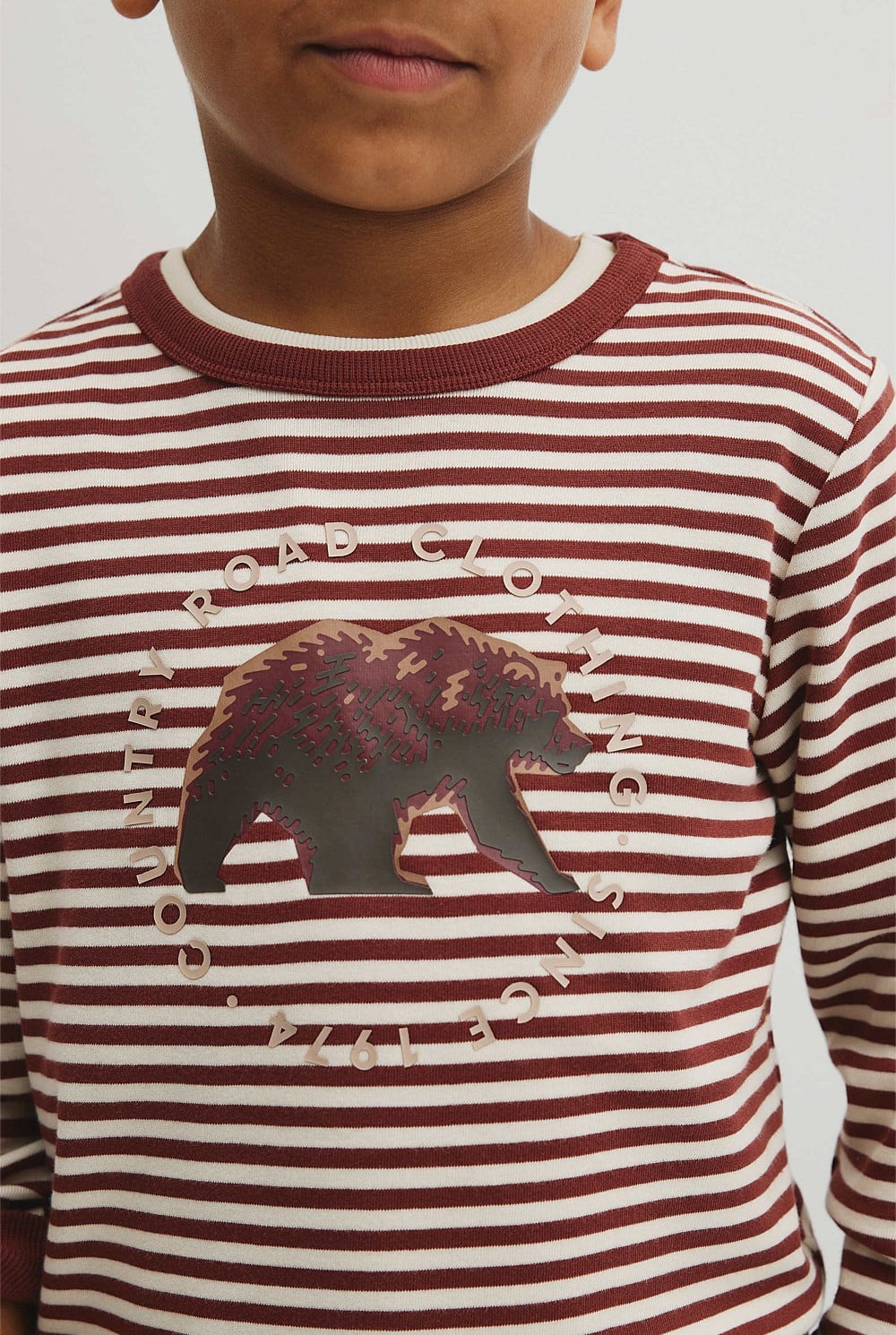 Organically Grown Cotton Stripe Bear T-Shirt
