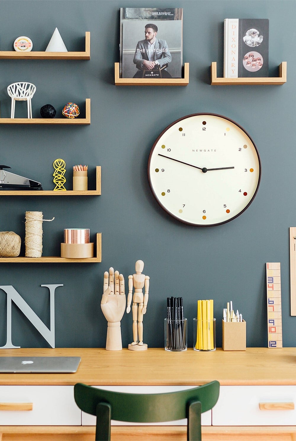 Mr Clarke Clock - Dark Wood Dot Dial