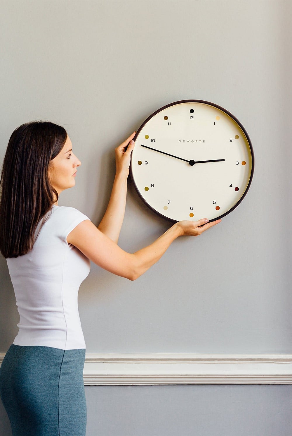 Mr Clarke Clock - Dark Wood Dot Dial