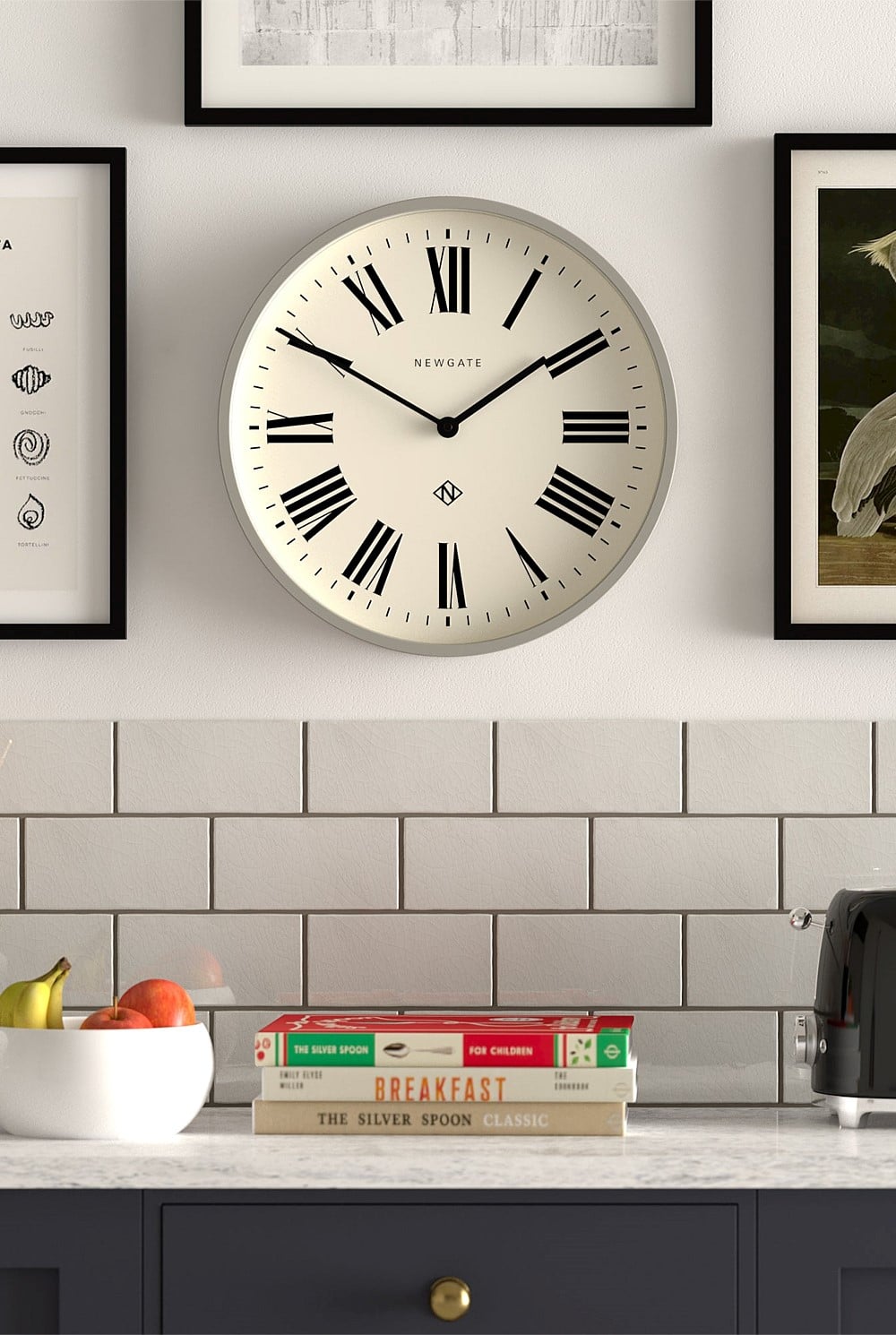 Number Three Clock - Italian Grey