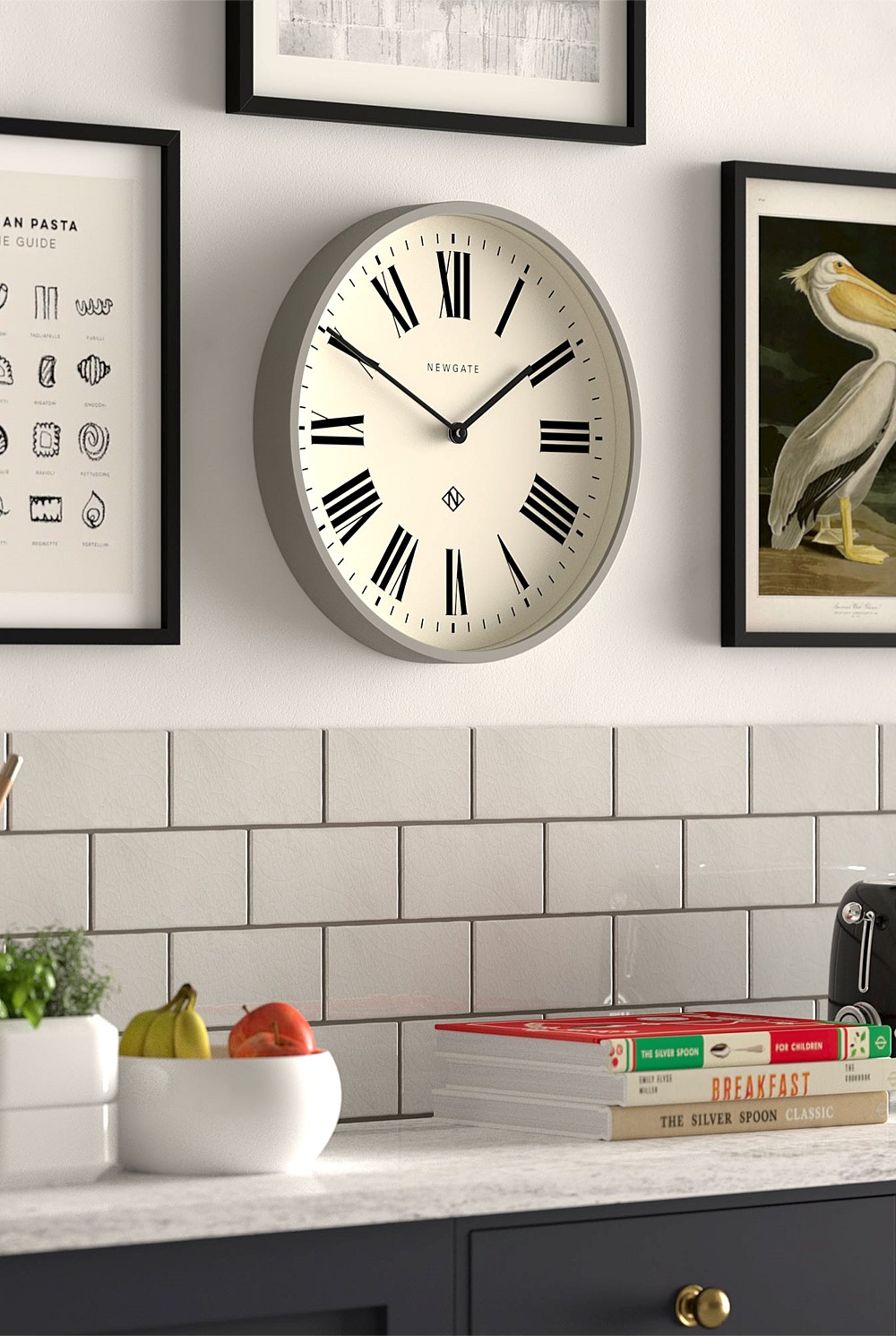 Number Three Clock - Italian Grey