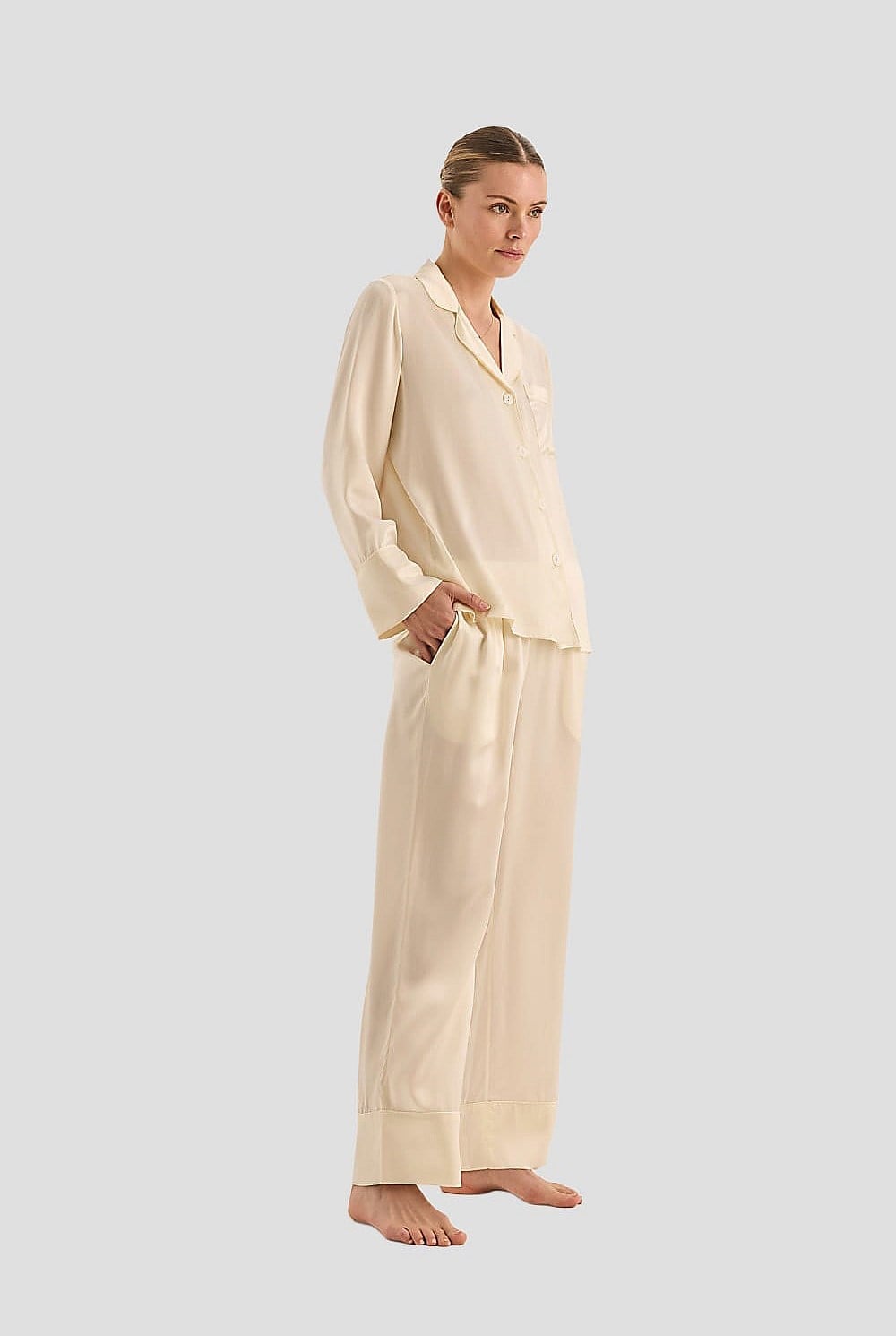 Emerald Pure Silk Long Sleeve Wide Leg Pyjama Set