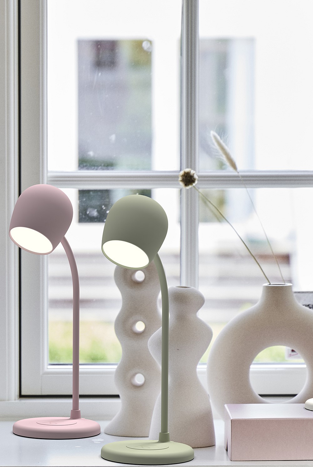 Ellie Smart Lamp With Bluetooth Speaker & Qi Wireless Charger - Dusty Olive